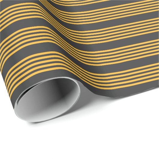 Hellgelb und Holzkohle fünf Streifen Muster Geschenkpapier (Rolleneckpunkt)