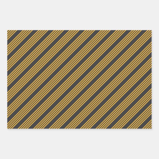 Hellgelb und Holzkohle fünf Streifen Muster Geschenkpapier Set (Vorderseite 2)