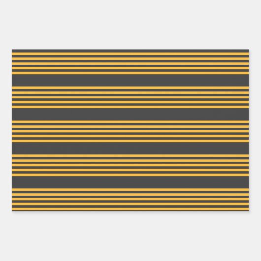 Hellgelb und Holzkohle fünf Streifen Muster Geschenkpapier Set (Vorderseite)