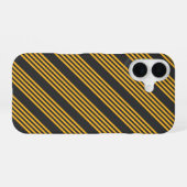 Hellgelb und Holzkohle fünf Streifen Muster iPhone 16 Hülle (Rückseite (Horizontal))