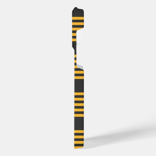 Hellgelb und Holzkohle fünf Streifen Muster iPhone Hülle (Linke Seite)