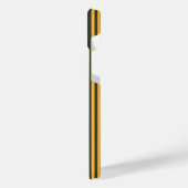 Hellgelb und Holzkohle fünf Streifen Muster iPhone Hülle (Linke Seite)