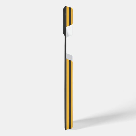 Hellgelb und Holzkohle fünf Streifen Muster iPhone Hülle (Linke Seite)