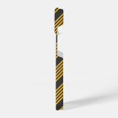 Hellgelb und Holzkohle fünf Streifen Muster iPhone Hülle (Linke Seite)