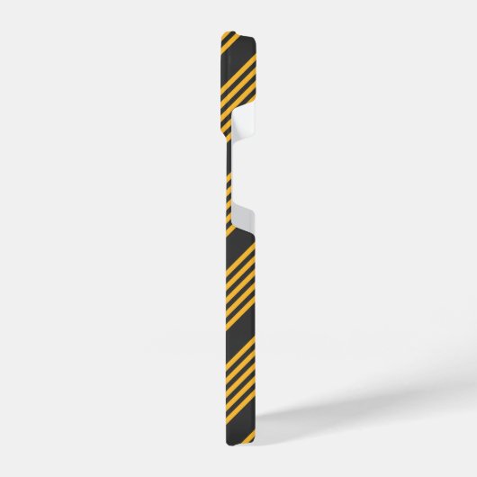 Hellgelb und Holzkohle fünf Streifen Muster iPhone Hülle (Linke Seite)