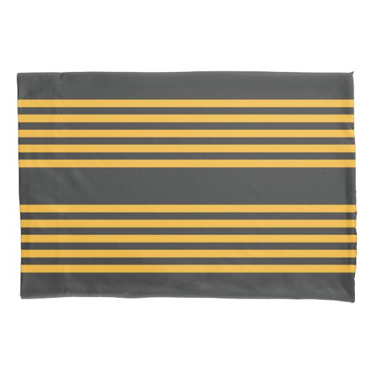 Hellgelb und Holzkohle fünf Streifen Muster Kissenbezug (Vorderseite)