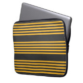 Hellgelb und Holzkohle fünf Streifen Muster Laptopschutzhülle (Vorderseite Links)