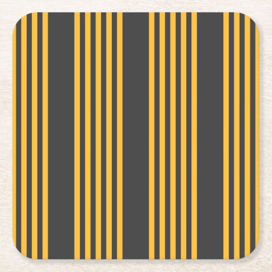 Hellgelb und Holzkohle fünf Streifen Muster Rechteckiger Pappuntersetzer (Vorderseite)