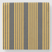 Hellgelb und Holzkohle fünf Streifen Muster Steinuntersetzer (Vorderseite)