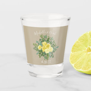Hellgelb und Khaki Ecru Rose Blumenzehen Schnapsglas