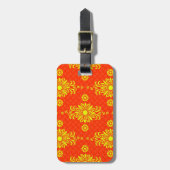 Hellgelb und orange Blumenmuster Gepäckanhänger (Vorderseite vertikal)
