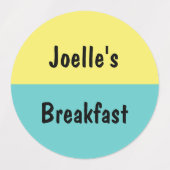 Hellgelb und Pool Blau Kinder essen Etiketten (Design 1)