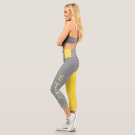 Hellgelb und weich grau individuell angepasst capri leggings