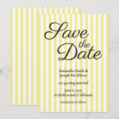 Hellgelb und Weiß gestreift Save The Date (Vorne/Hinten)