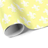 Hellgelb-weiße Fleur-de-Lis-Muster Geschenkpapier (Rolleneckpunkt)