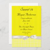 Hellgelb-weiße Karo Bow Einladung (Vorne/Hinten)