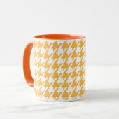 Hellgelb-weißer klassischer Houndstooth-Karo Tasse (Vorderseite Links)