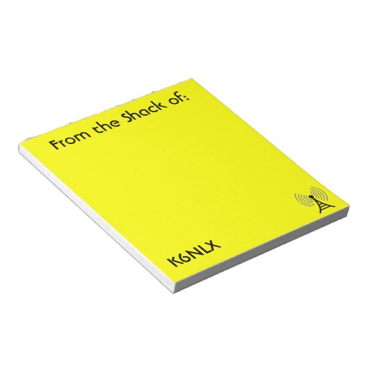 Hellgelbe Amateurfunk-Rufzeichen Notepad Notizblock (angewinkelt)