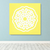 Hellgelbe asiatische Moods Mandalla Leinwanddruck (Insitu (Holzboden))