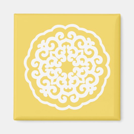 Hellgelbe asiatische Moods Mandalla Magnet (Vorne)