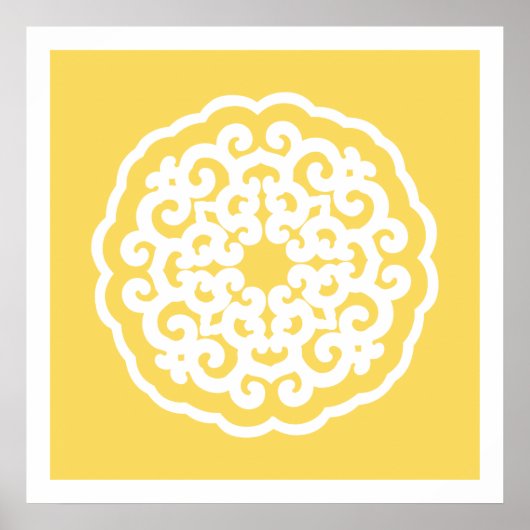 Hellgelbe asiatische Moods Mandalla Poster (Vorne)