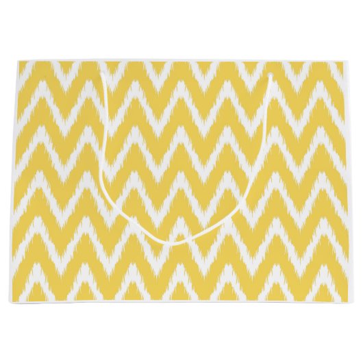 Hellgelbe asiatische Stimmungen Ikat Chevrons Große Geschenktüte (Vorderseite)