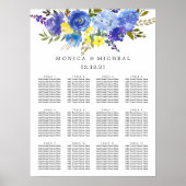 Hellgelbe blaue Blume Hochzeitskarte Poster (Vorne)