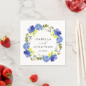 Hellgelbe blaue Blumen Rustikale Hochzeit Custom Serviette (Beispiel)