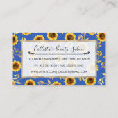 Hellgelbe Blauen Sonnenblumen Blätter Muster Treuekarte (Rückseite)