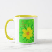 Hellgelbe Blume auf grün helle Tasse (Links)