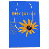 Hellgelbe Blume auf Royal Blue, Happy Birthday Mittlere Geschenktüte (Vorderseite)
