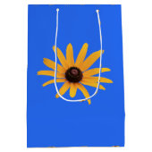 Hellgelbe Blume auf Royal Blue, Happy Birthday Mittlere Geschenktüte (Rückseite)