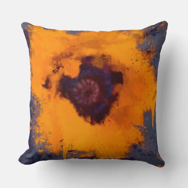 Hellgelbe Blume Blauer grauer Hintergrund Kissen (Vorderseite)