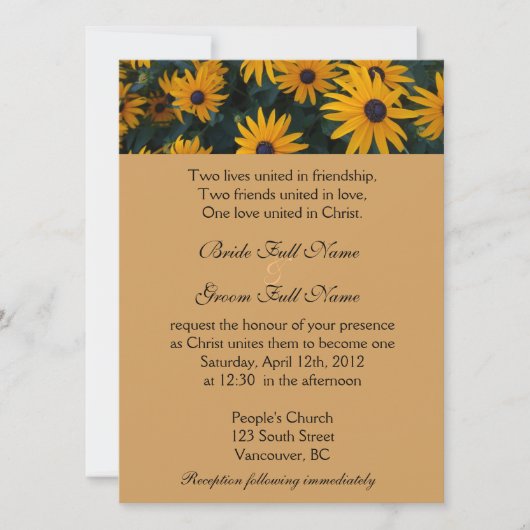 Hellgelbe Blume Christliche Hochzeit Einladung (Vorderseite)