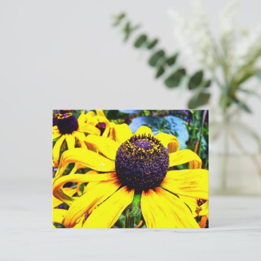 Hellgelbe Blume: Funchal, Portugal Postkarte (Stehend Vorderseite)