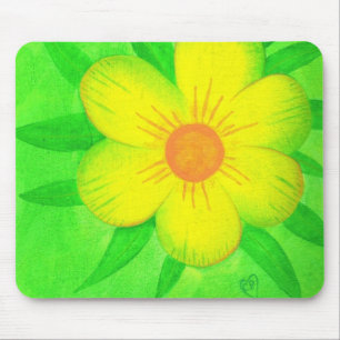 Hellgelbe Blume Grüne Mousepads
