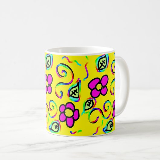Hellgelbe Blume Kaffeetasse (VorderseiteRechts)