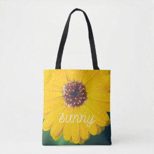 Hellgelbe Blume nach Regen Tasche