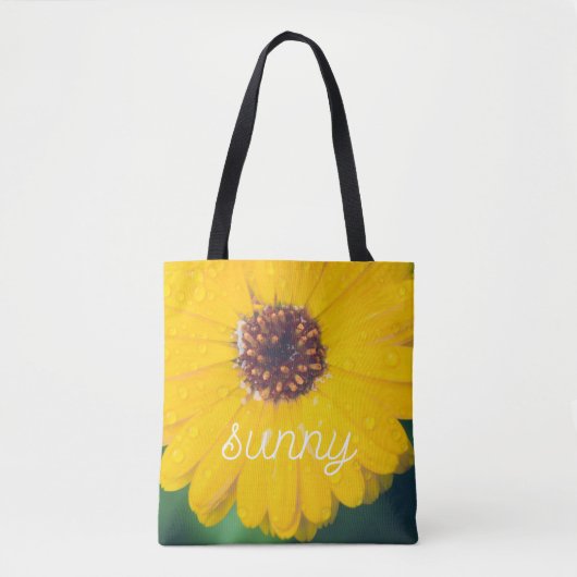 Hellgelbe Blume nach Regen Tasche (Vorderseite)