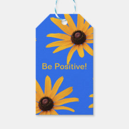 Hellgelbe Blumen auf Royal Blue Inspirational Geschenkanhänger