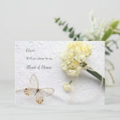 Hellgelbe Blumen mit Schmetterlingsblume Trauzeugi Einladung (Stehend Vorderseite)