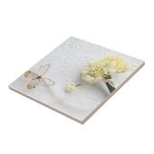 hellgelbe Blumen mit Schmetterlingsfliese Fliese (Seite)