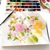Hellgelbe Blumeninitialen Foto Hochzeit Einladung