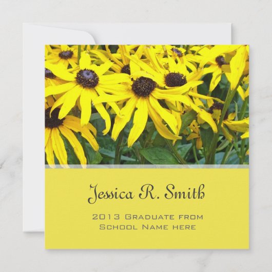 Hellgelbe Blütenblütenabschlussfeier Einladung (Rückseite)