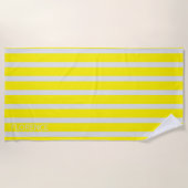 Hellgelbe Cabana-Streifen - personalisiert Strandtuch (Vorderseite)