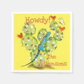 Hellgelbe Eidechse Kaktus Butterfly Südwesten Serviette (Vorderseite)