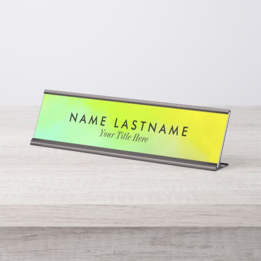 Hellgelbe Farbe Schreibtischnamensplakette (Vorderseite )
