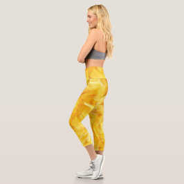 Hellgelbe Federn Capri Leggings