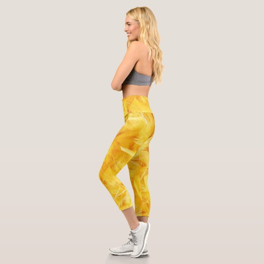 Hellgelbe Federn Capri Leggings (Links)