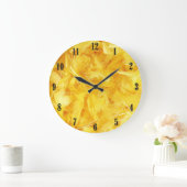 Hellgelbe Federn Schwarze Zahlen Große Wanduhr (Zuhause)